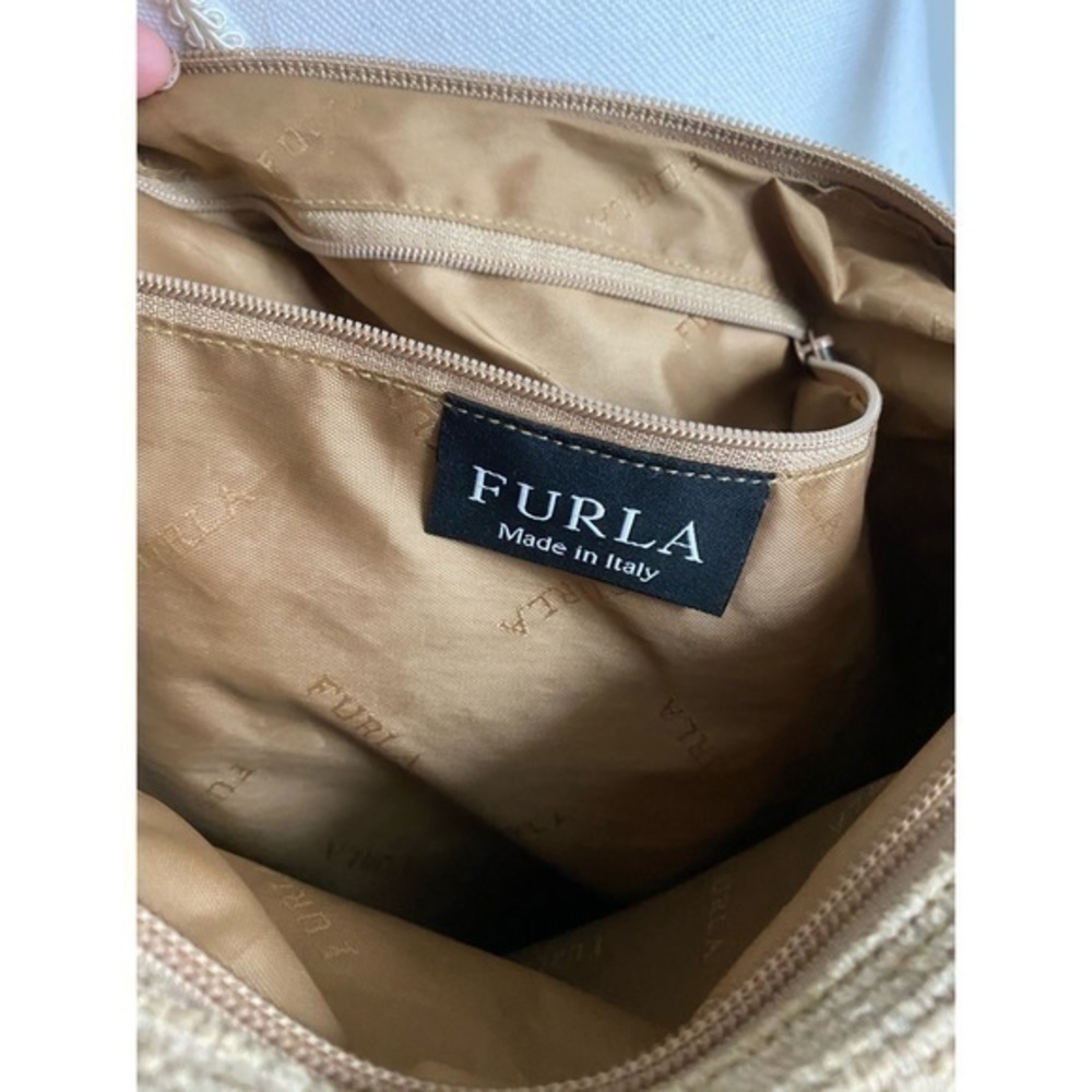 Furla • Tan Woven Vintage Crossbody Messenger Bag - Picture 5 of 9